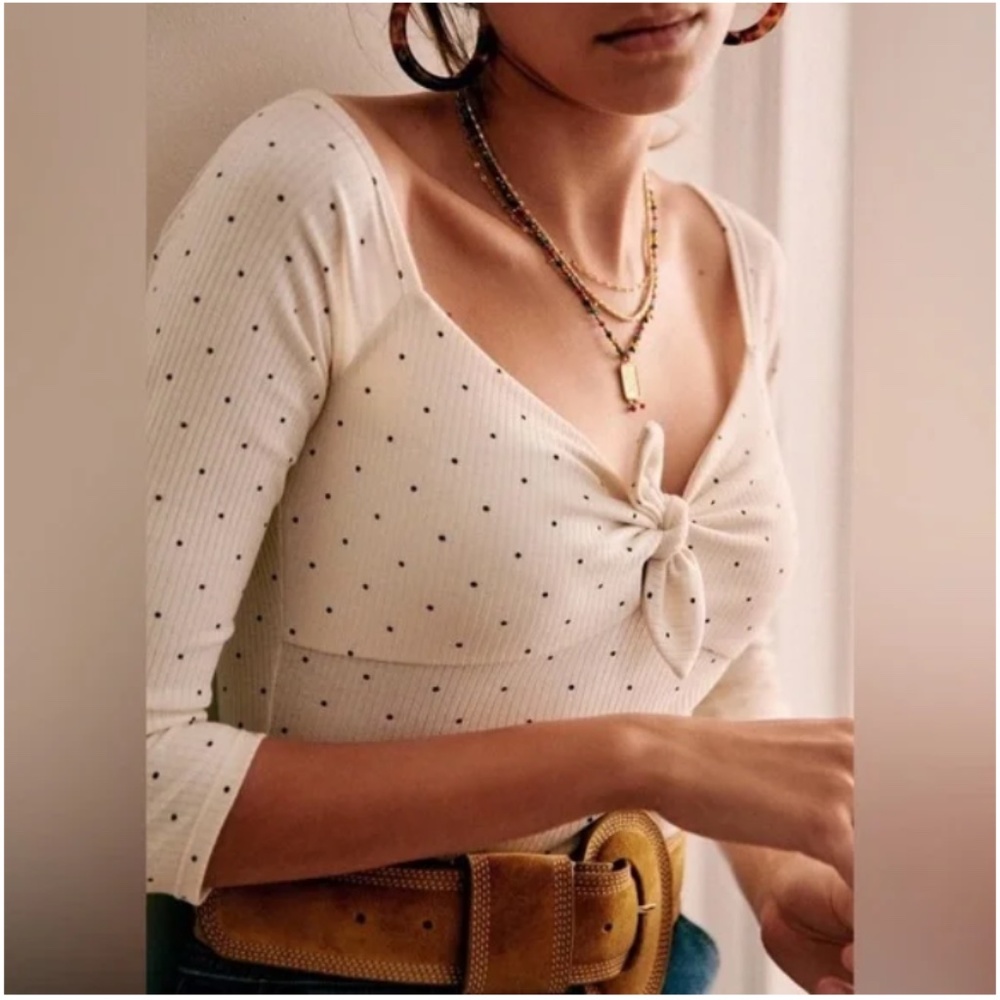 Sezane Carrie Ecru Polka Dot Top